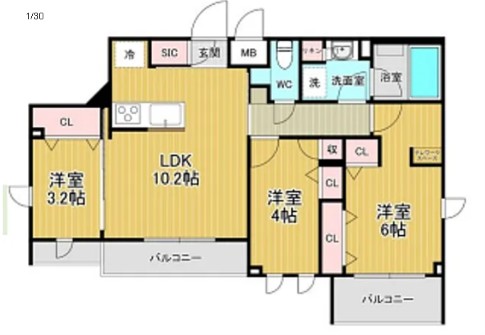 京急本線 京急蒲田駅 徒歩6分 4階建 築4年の間取り写真