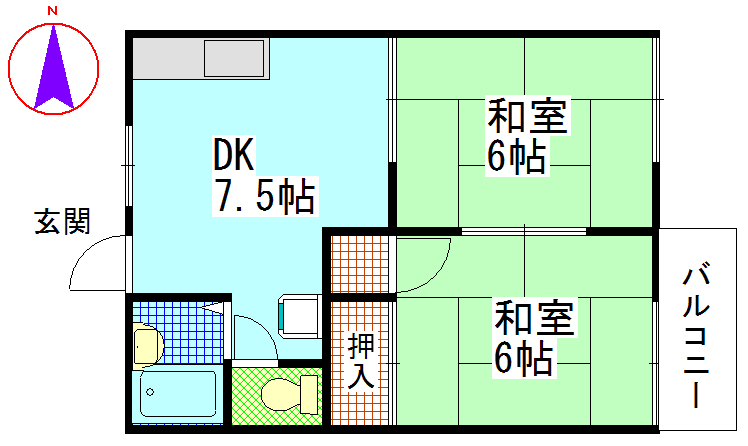 岡山市中区浜のアパートの間取り