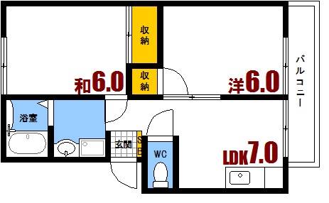 広島市安芸区上瀬野のアパートの間取り