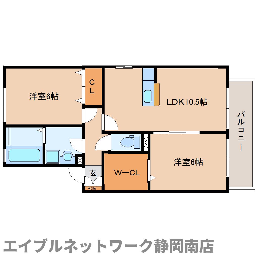 静岡市駿河区中島のアパートの間取り