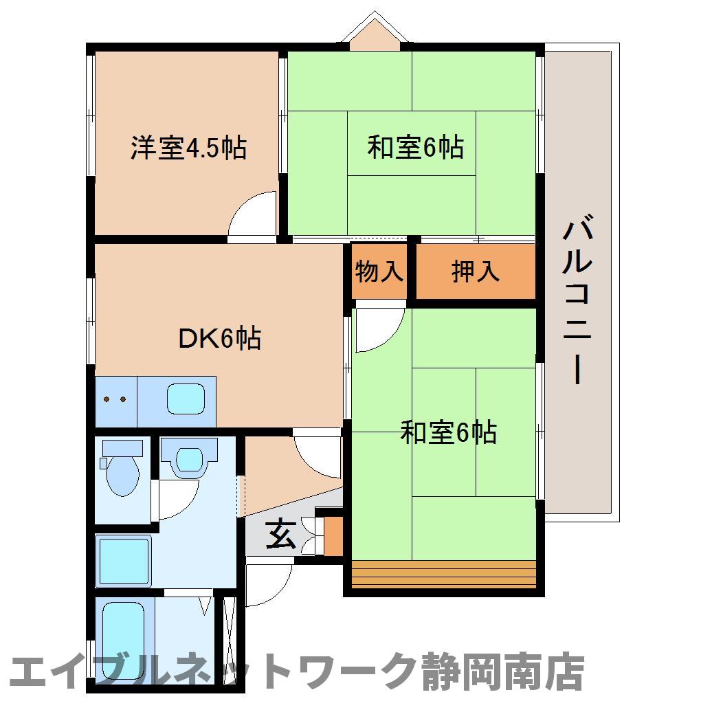 静岡市駿河区小黒のアパートの間取り