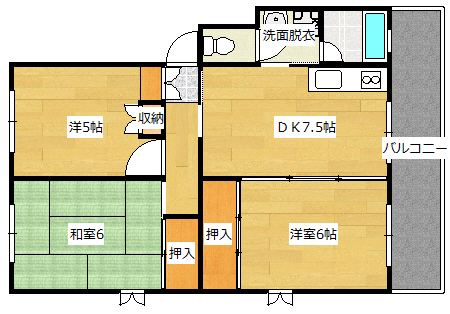 広島市佐伯区利松のマンションの間取り