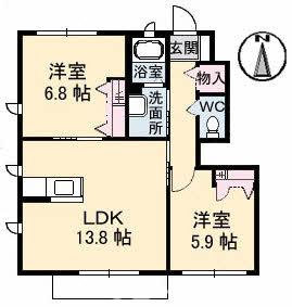 綾歌郡綾川町滝宮のアパートの間取り