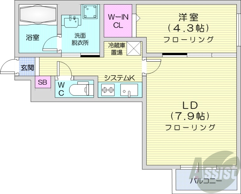 札幌市白石区東札幌六条のマンションの間取り