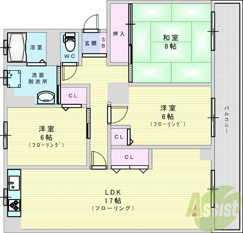 【吹田市長野東のマンションの間取り】