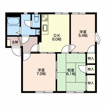 蒲郡市金平町のアパートの間取り