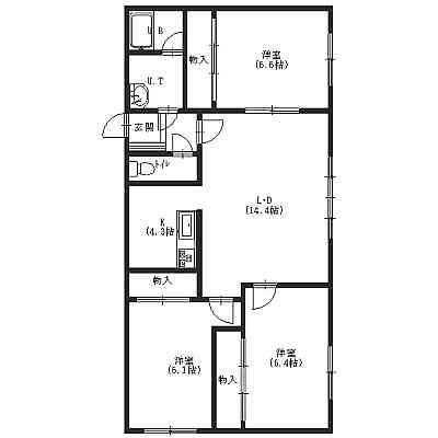 函館市広野町のアパートの間取り