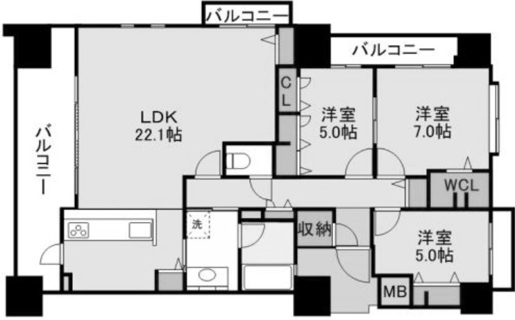 鹿児島市照国町のマンションの間取り