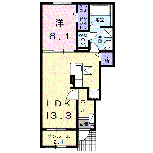 富山市新庄北町のアパートの間取り