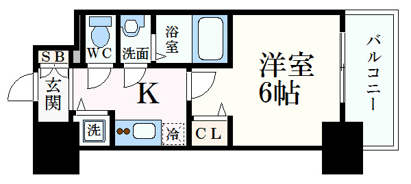 神戸市中央区割塚通のマンションの間取り