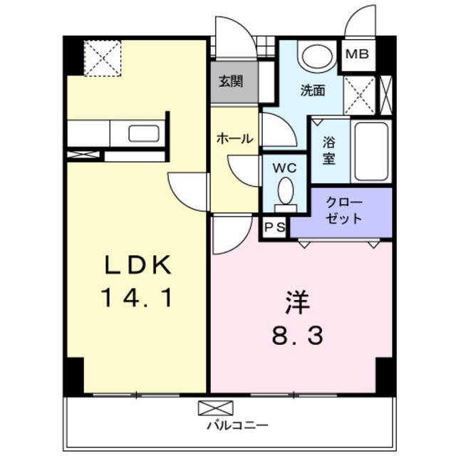 八尾市高砂町のマンションの間取り