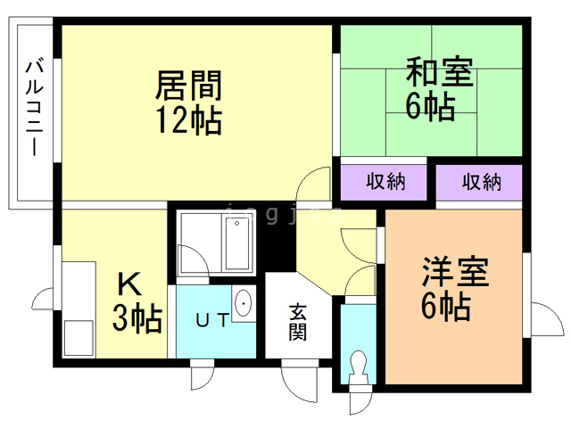 石狩市緑苑台東三条のアパートの間取り