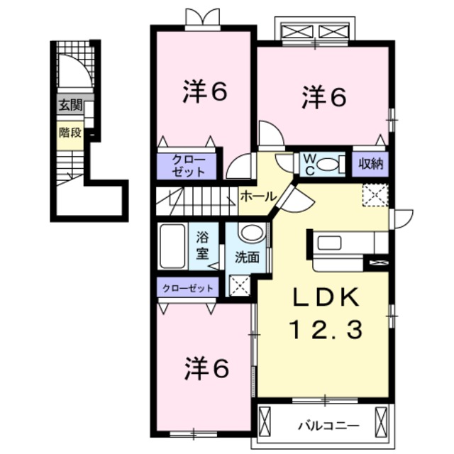 紀の川市打田のアパートの間取り