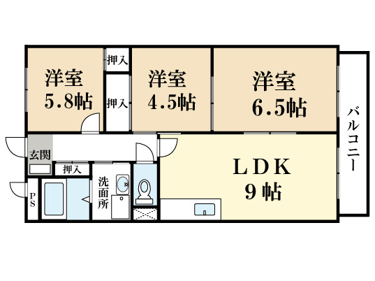 サウスヴィラ田辺の間取り