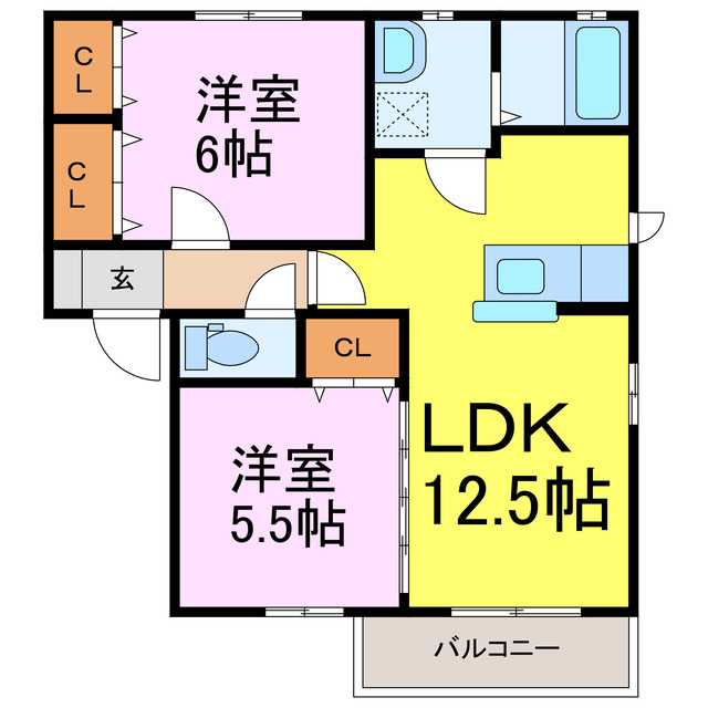 古河市原のアパートの間取り