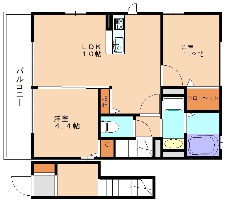 【福津市津屋崎のアパートの間取り】