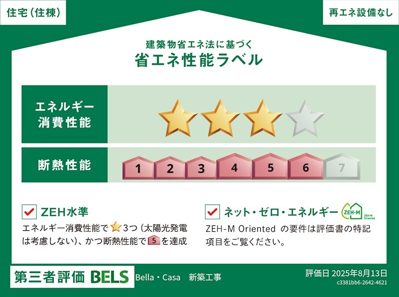 省エネ性能ラベル　ZEH水準(第三者評価BELS)
