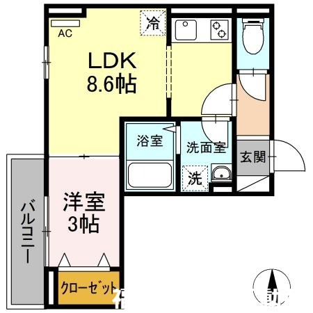 西鉄天神大牟田線 高宮駅 徒歩30分 3階建 築5年の間取り写真