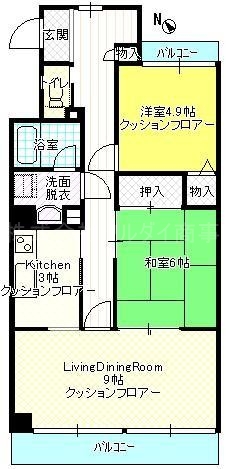 ＪＲ京浜東北線 鶴見駅 バス乗車時間：8分 最寄りバス停で下車 徒歩2分 6階建 築33年の間取り写真