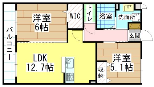 【北九州市小倉北区足立のマンションの間取り】