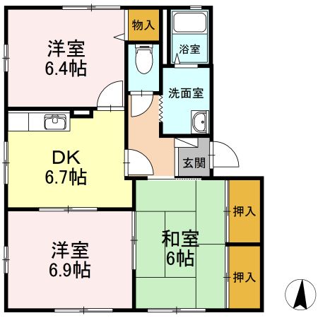 ボヌール羽屋Cの間取り