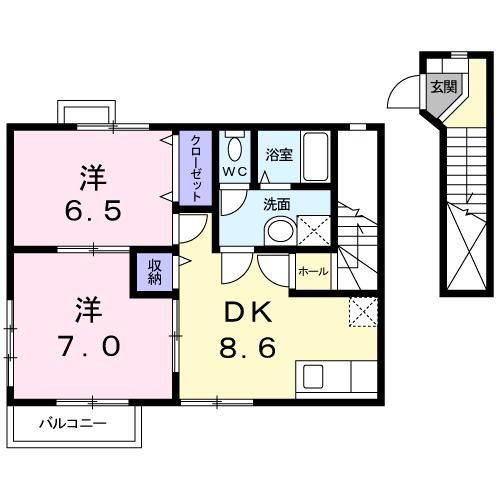 高萩市大字安良川のアパートの間取り