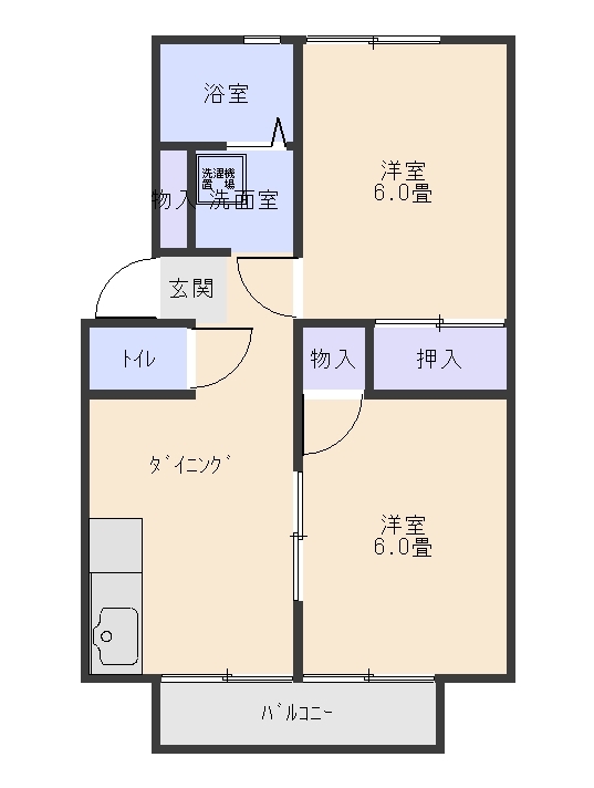 館山市宮城のアパートの間取り