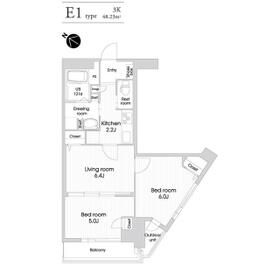 福岡市中央区地行のマンションの間取り