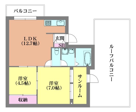 神戸市垂水区歌敷山のマンションの間取り