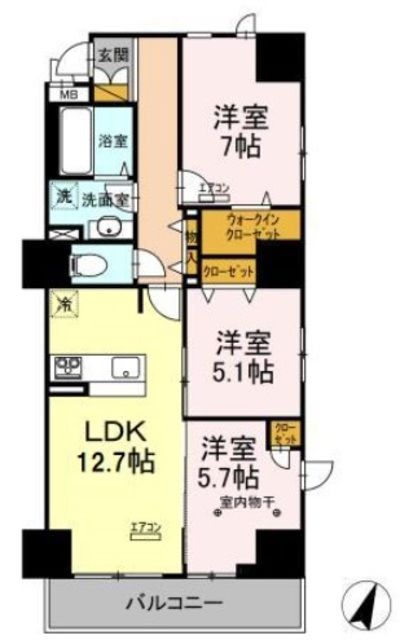 【千葉市中央区新宿のマンションの間取り】