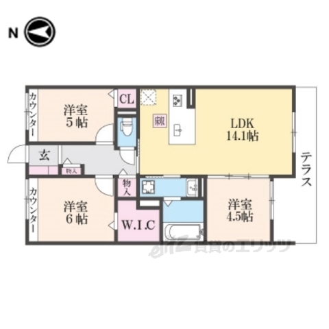 葛城市北花内のアパートの間取り