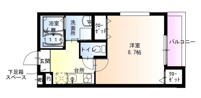 大阪市住之江区西住之江のアパートの間取り