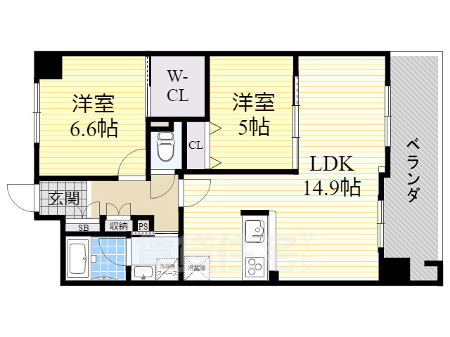 寝屋川市木屋元町のマンションの間取り