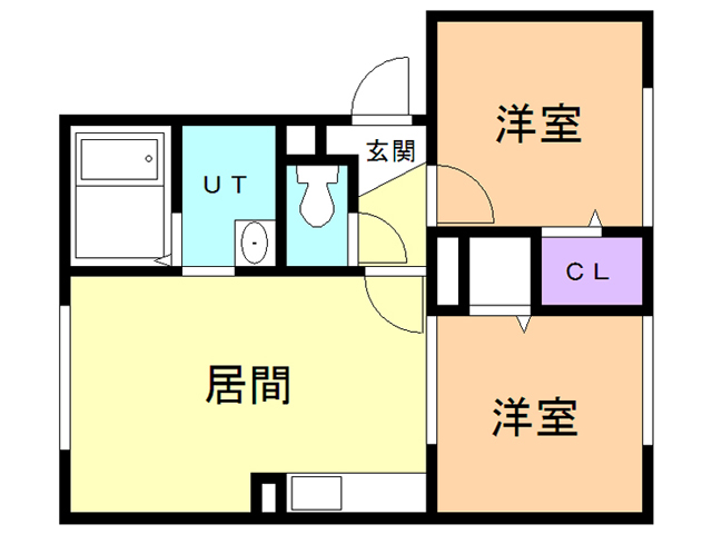 函館市高丘町のアパートの間取り