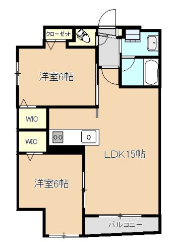 広島市中区白島九軒町のマンションの間取り