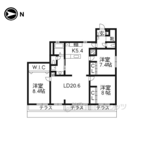 ＡＳＣＯＴＴ五条１階の間取り