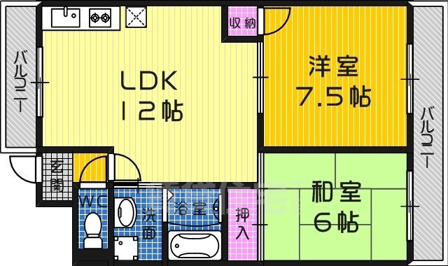 堺市北区中百舌鳥町のマンションの間取り