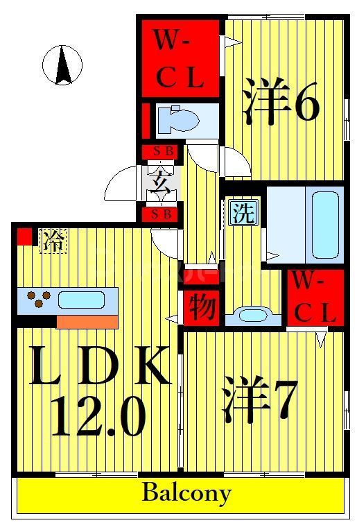 江戸川区北篠崎のアパートの間取り