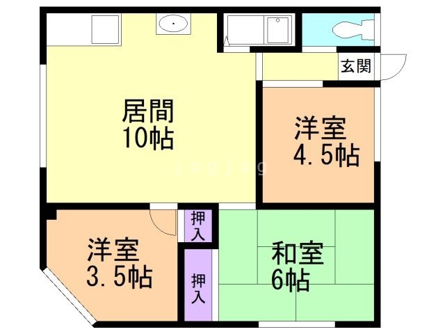 札幌市西区西町南のアパートの間取り