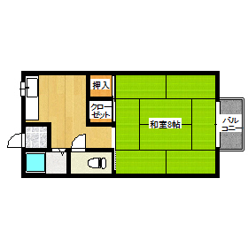 岡山市東区西大寺中野のアパートの間取り