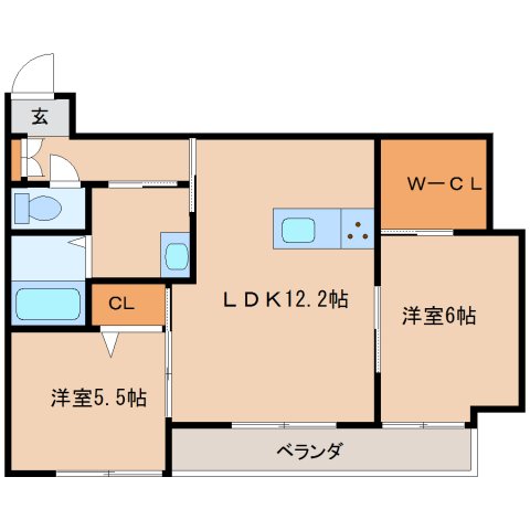 生駒市東旭ケ丘のマンションの間取り