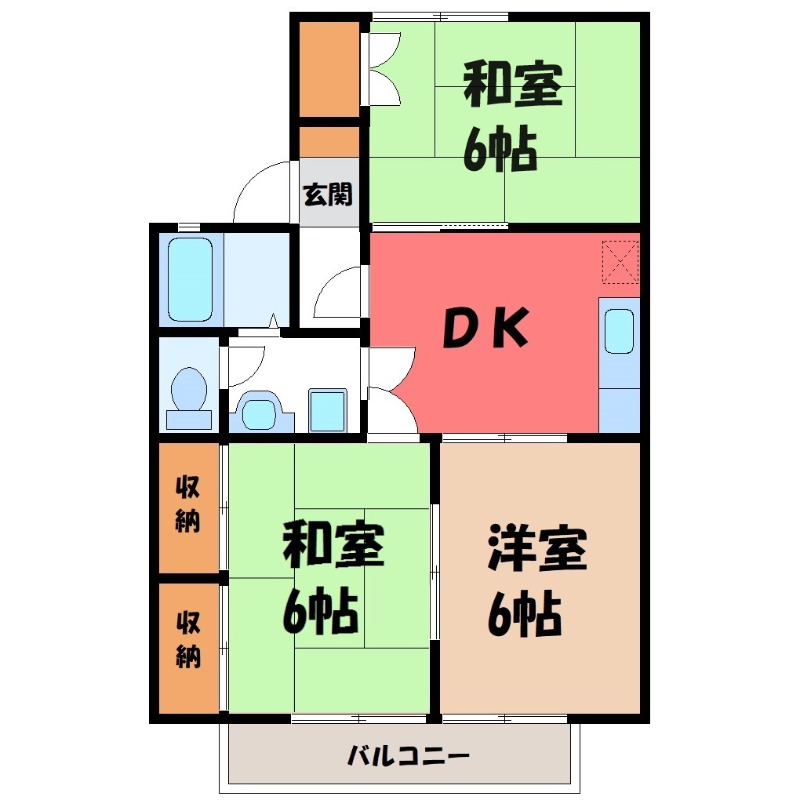 真岡市上高間木のアパートの間取り