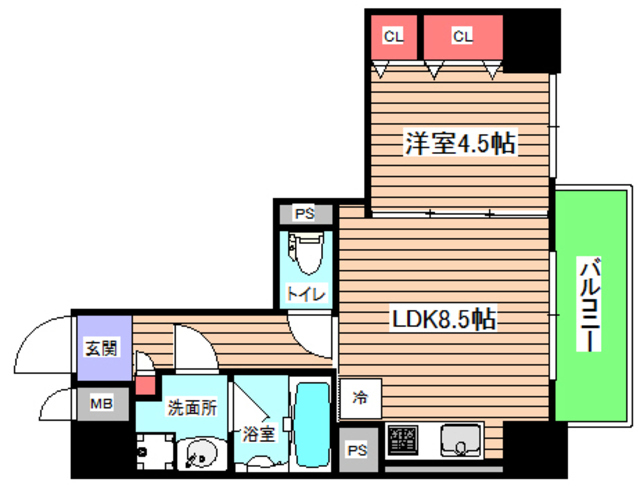 地下鉄四つ橋線 四ツ橋駅 徒歩6分 10階建 築13年の間取り写真