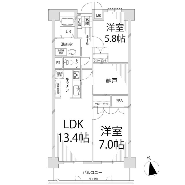 【姫路市南八代町のマンションの間取り】