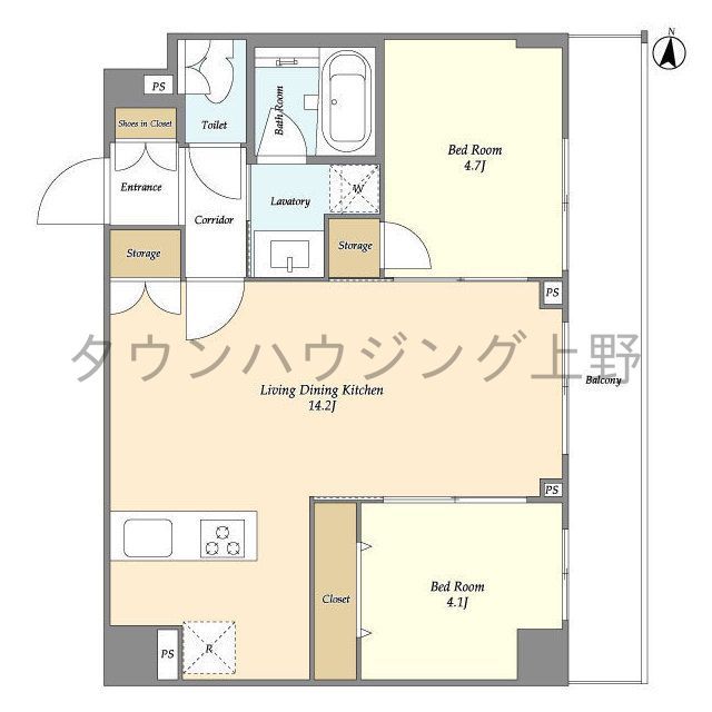 荒川区東日暮里のマンションの間取り