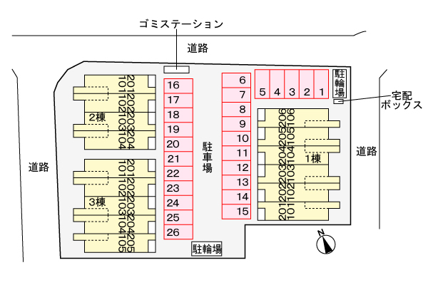 【フロレゾンIIの駐車場】