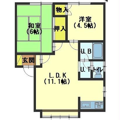 北斗市追分のアパートの間取り