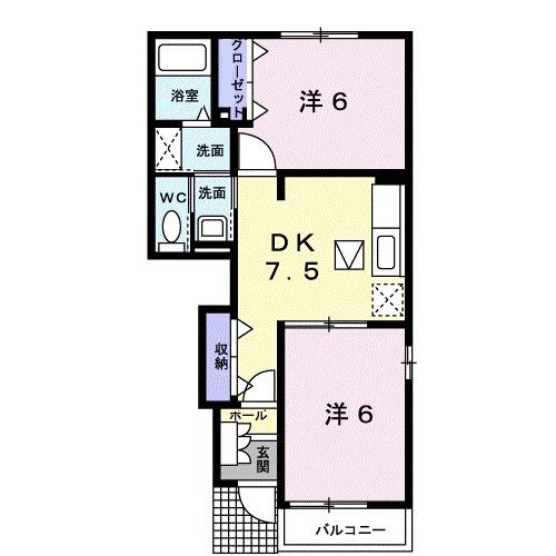 福島市飯坂町のアパートの間取り