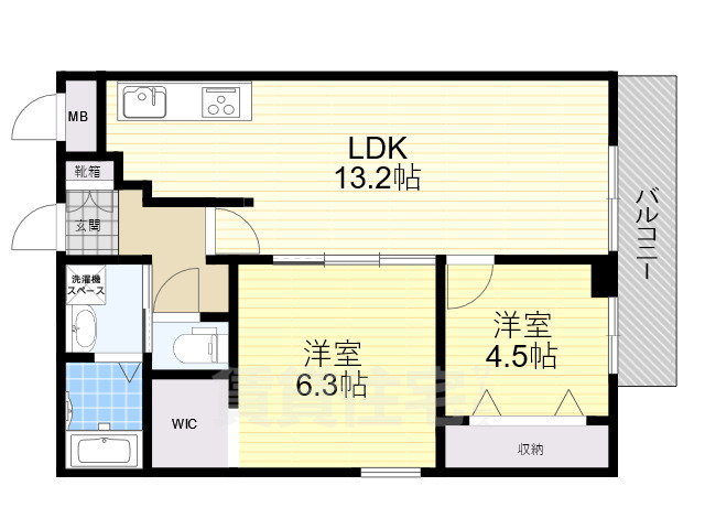 【吹田市千里山松が丘のマンションの間取り】