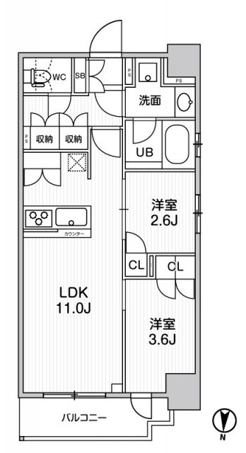 シーズンフラッツ菊川ＷＥＳＴの間取り